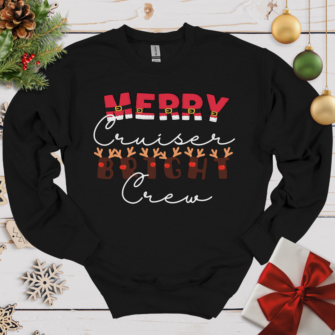 Merry Cruiser Bright Crew Santa Reindeer Sweatshirt