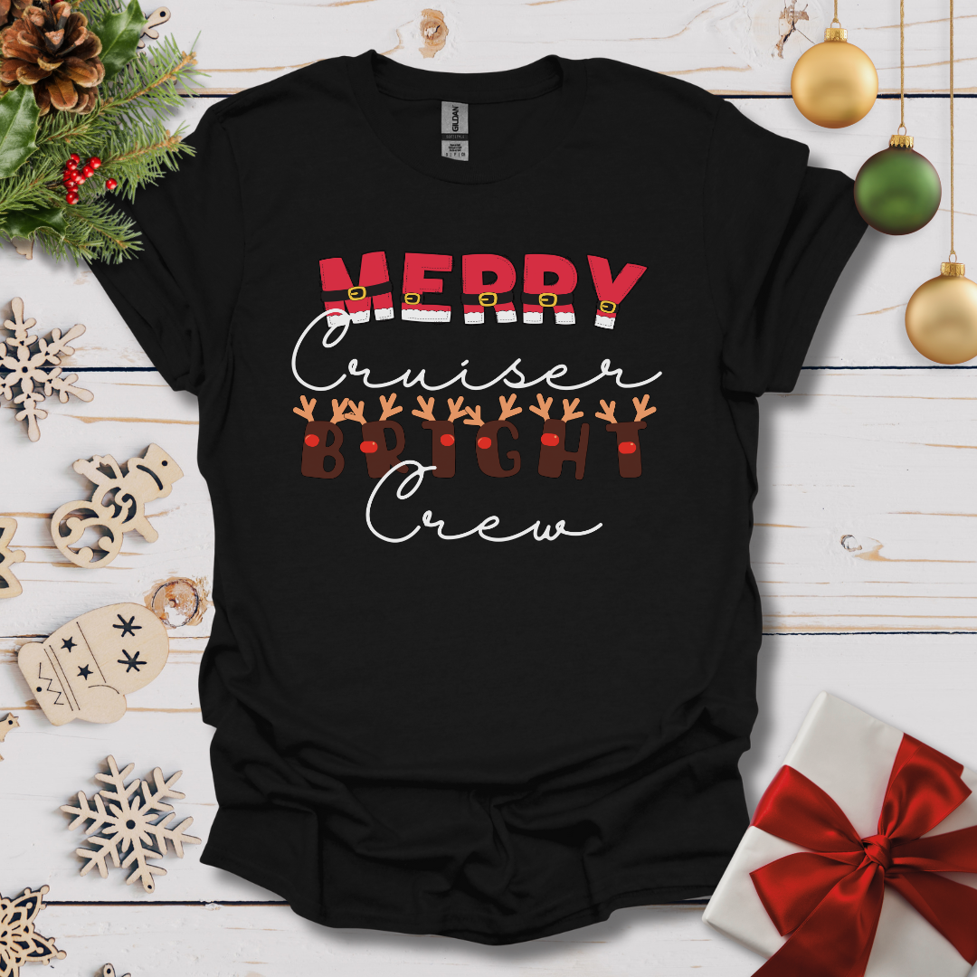 Merry Cruiser Bright Crew Santa Reindeer T-shirt