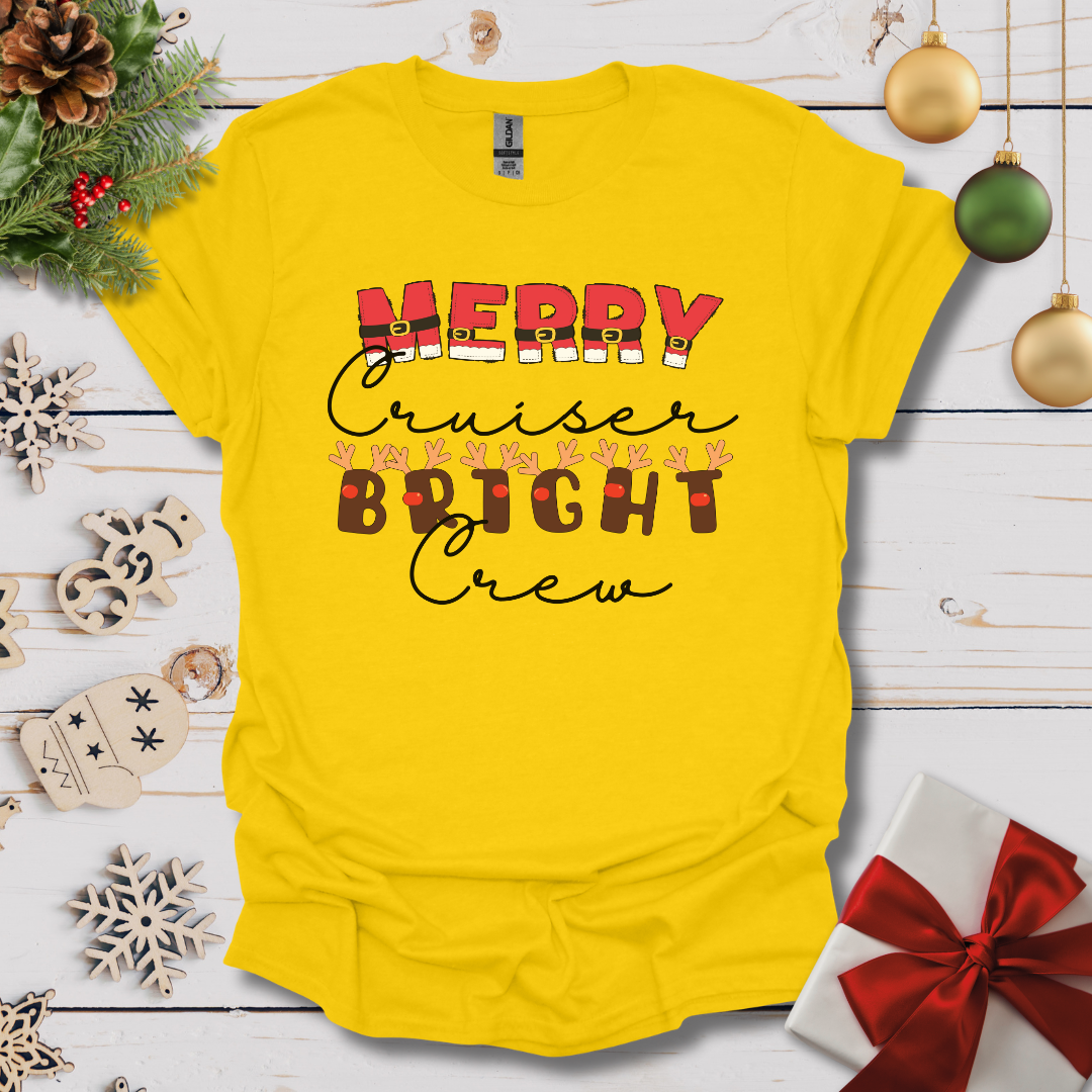 Merry Cruiser Bright Crew Santa Reindeer T-shirt