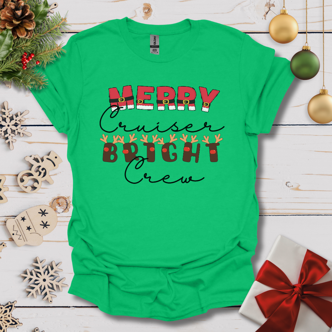 Merry Cruiser Bright Crew Santa Reindeer T-shirt