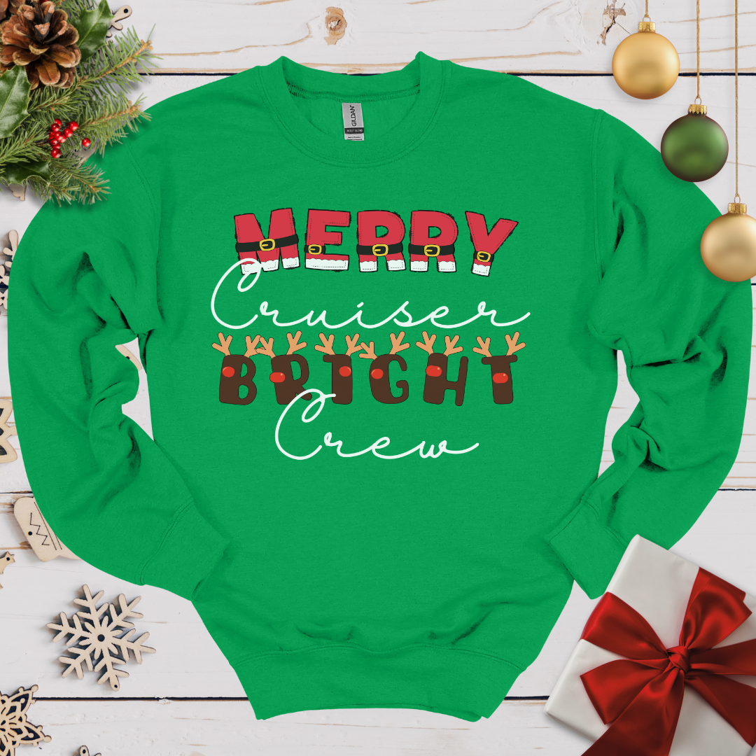 Merry Cruiser Bright Crew Santa Reindeer Sweatshirt