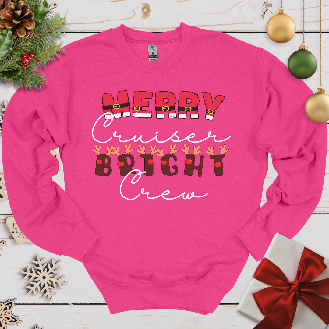 Merry Cruiser Bright Crew Santa Reindeer Sweatshirt