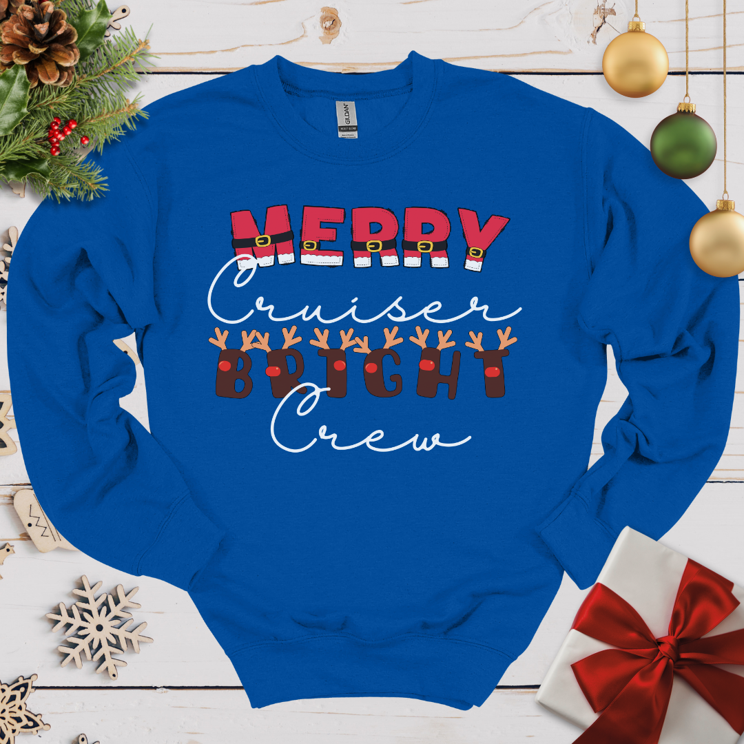 Merry Cruiser Bright Crew Santa Reindeer Sweatshirt