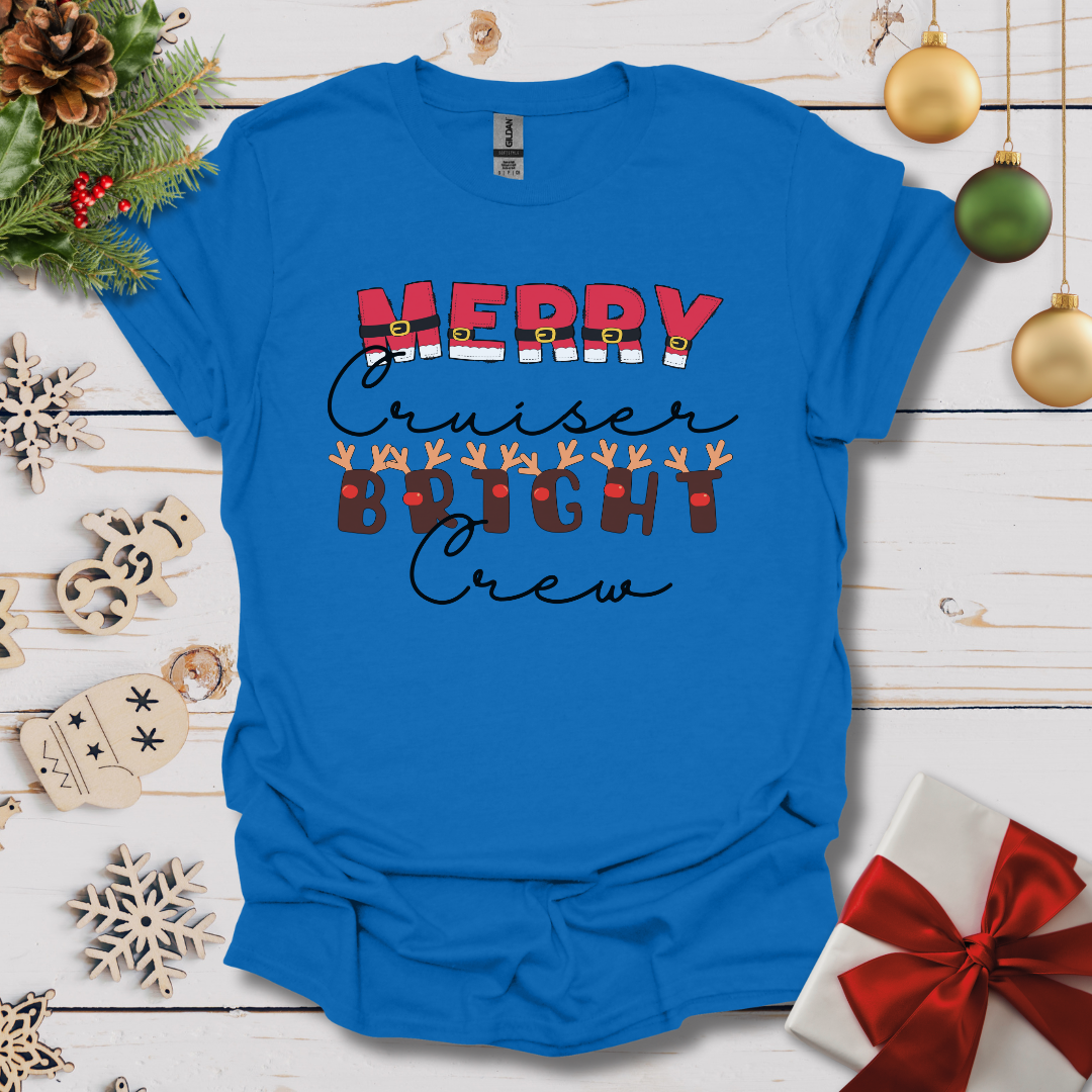 Merry Cruiser Bright Crew Santa Reindeer T-shirt