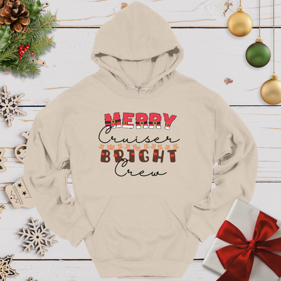 Merry Cruiser Bright Crew Santa Reindeer Hoodie