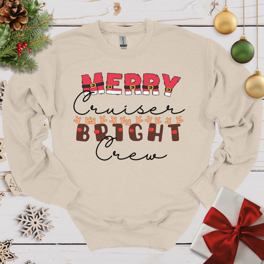 Merry Cruiser Bright Crew Santa Reindeer Sweatshirt