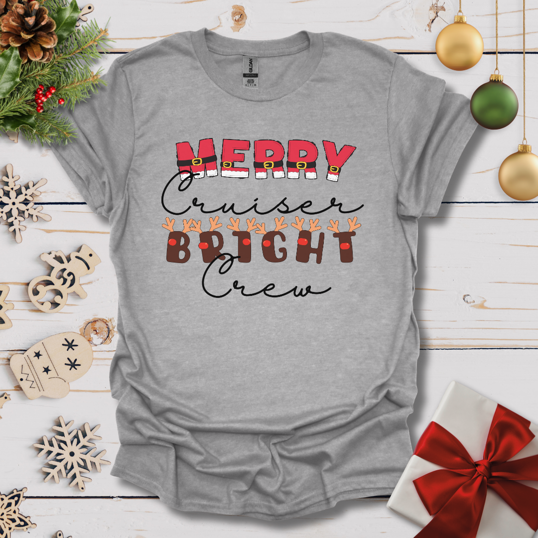 Merry Cruiser Bright Crew Santa Reindeer T-shirt